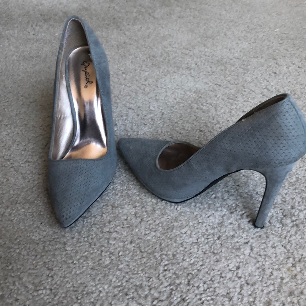 Gray Suede Pumps